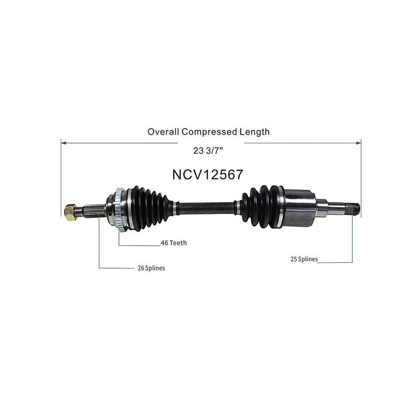 GSP NCV12567 01-08 Chrysler PT Cruiser CV Axle Assembly  - Front Left