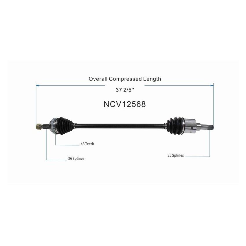 GSP NCV12568 Chrysler, Dodge CV Axle Assembly  - Front Right