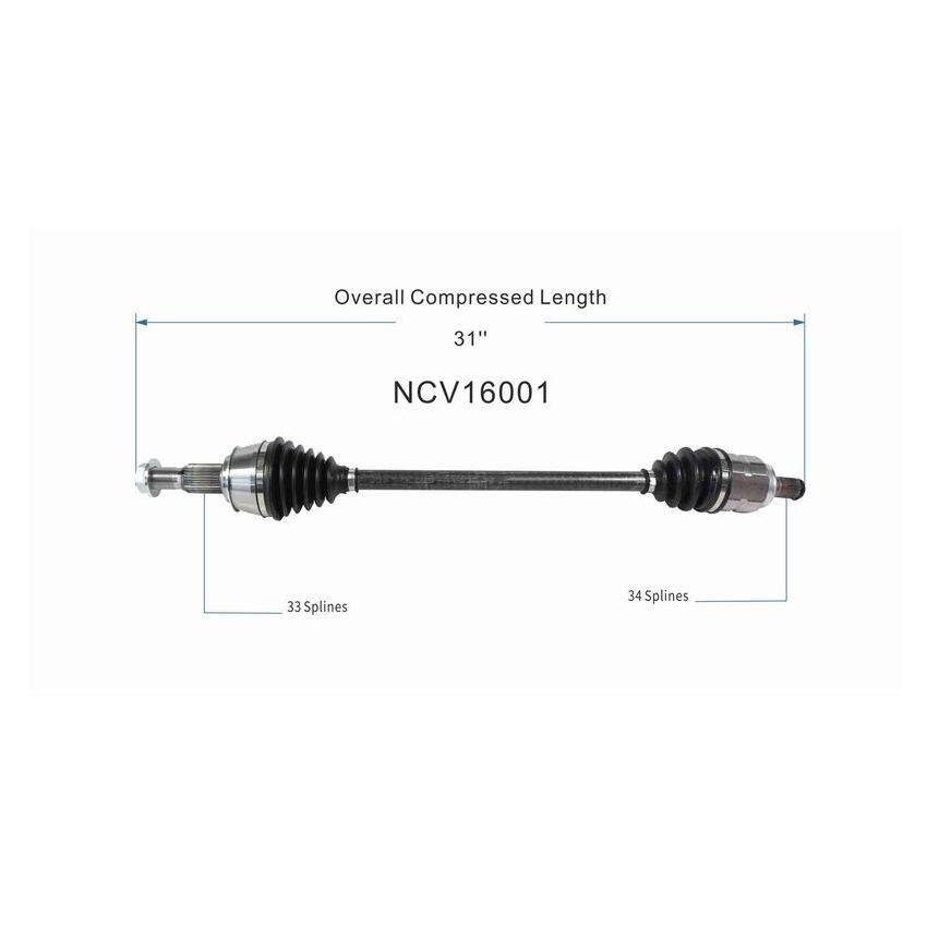 GSP NCV16001 Cadillac, GMC CV Axle Assembly  - Rear Right