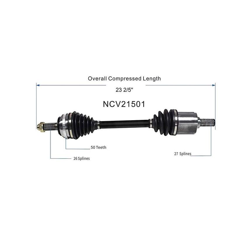 GSP NCV21501 90-93 Acura Integra CV Axle Assembly  - Front Left