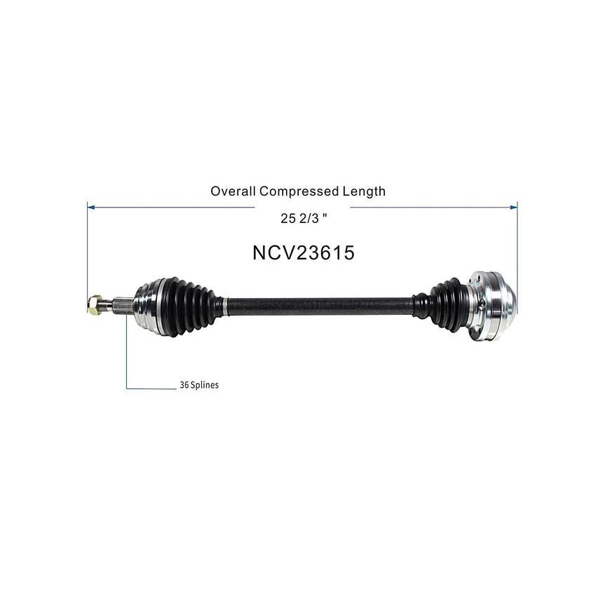 GSP NCV23615 00-01 Audi TT Quattro CV Axle Assembly  - Front Right