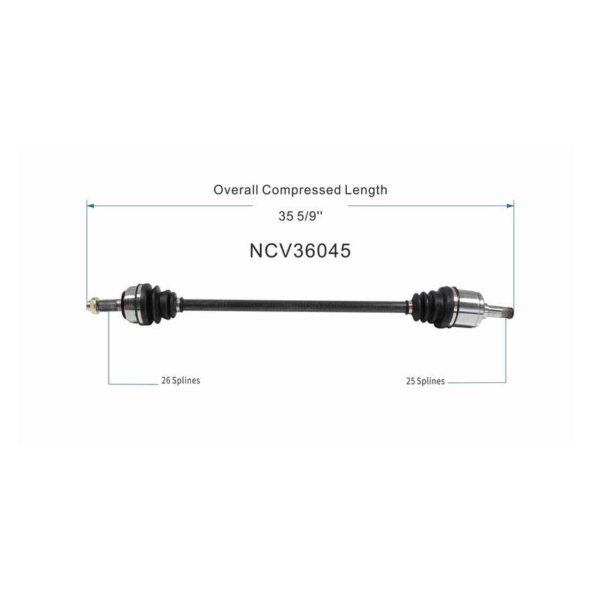 GSP NCV36045 88-91 Honda CRX CV Axle Assembly  - Front Left