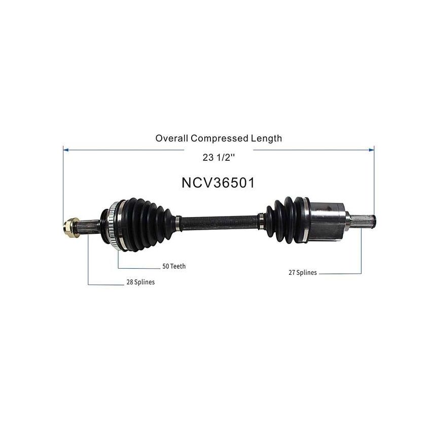 GSP NCV36501 90-93 Honda Accord CV Axle Assembly  - Front Left