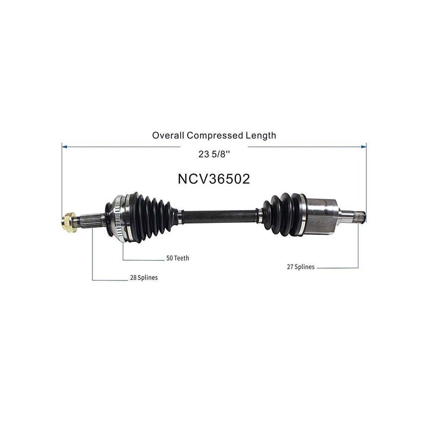 GSP NCV36502 90-93 Honda Accord CV Axle Assembly  - Front Right
