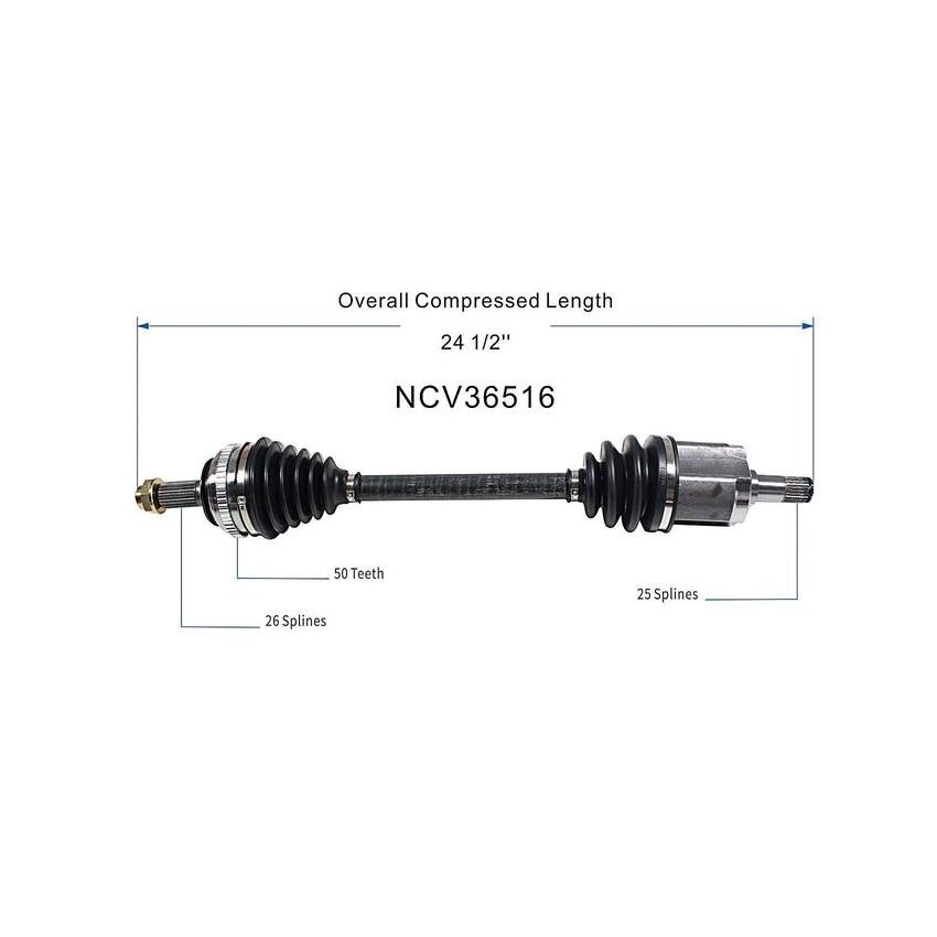 GSP NCV36516 Honda CV Axle Assembly  - Front Right