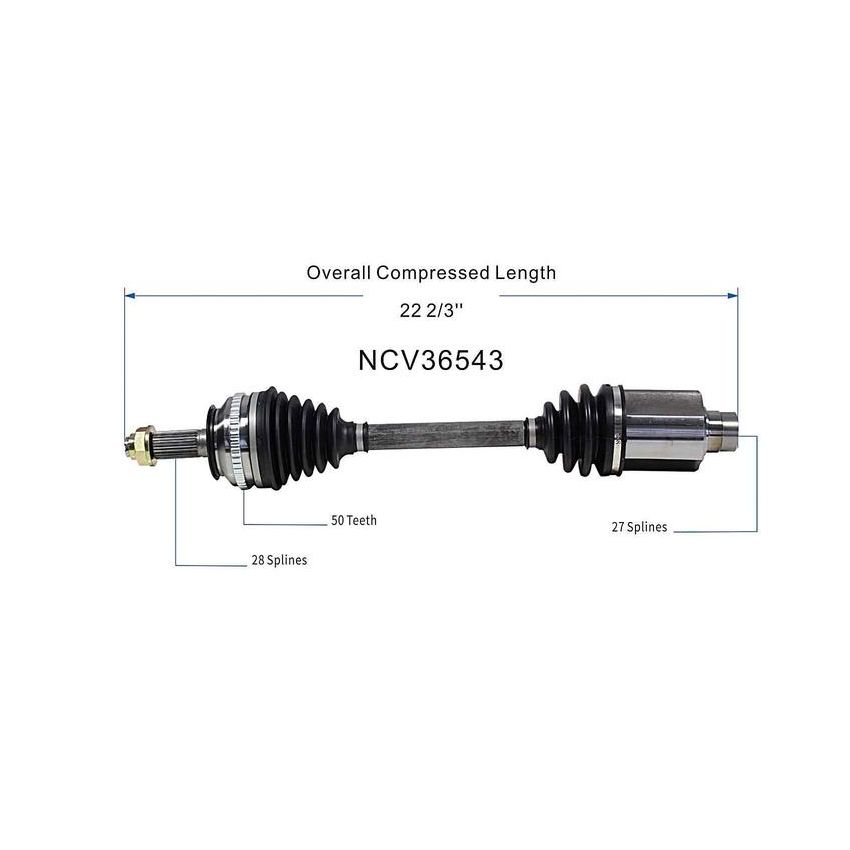 GSP NCV36543 97-01 Honda Prelude CV Axle Assembly  - Front Left