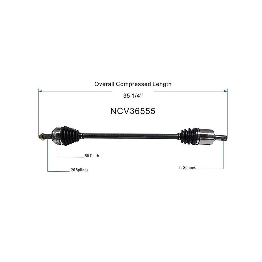 GSP NCV36555 01-05 Honda Civic CV Axle Assembly  - Front Left