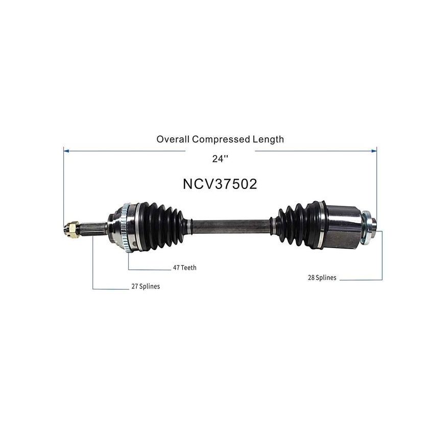 GSP NCV37502 Hyundai CV Axle Assembly  - Front Right