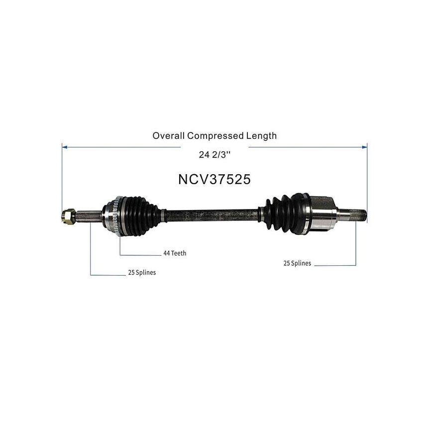 GSP NCV37525 Dodge, Hyundai (1.6) CV Axle Assembly  - Front Left