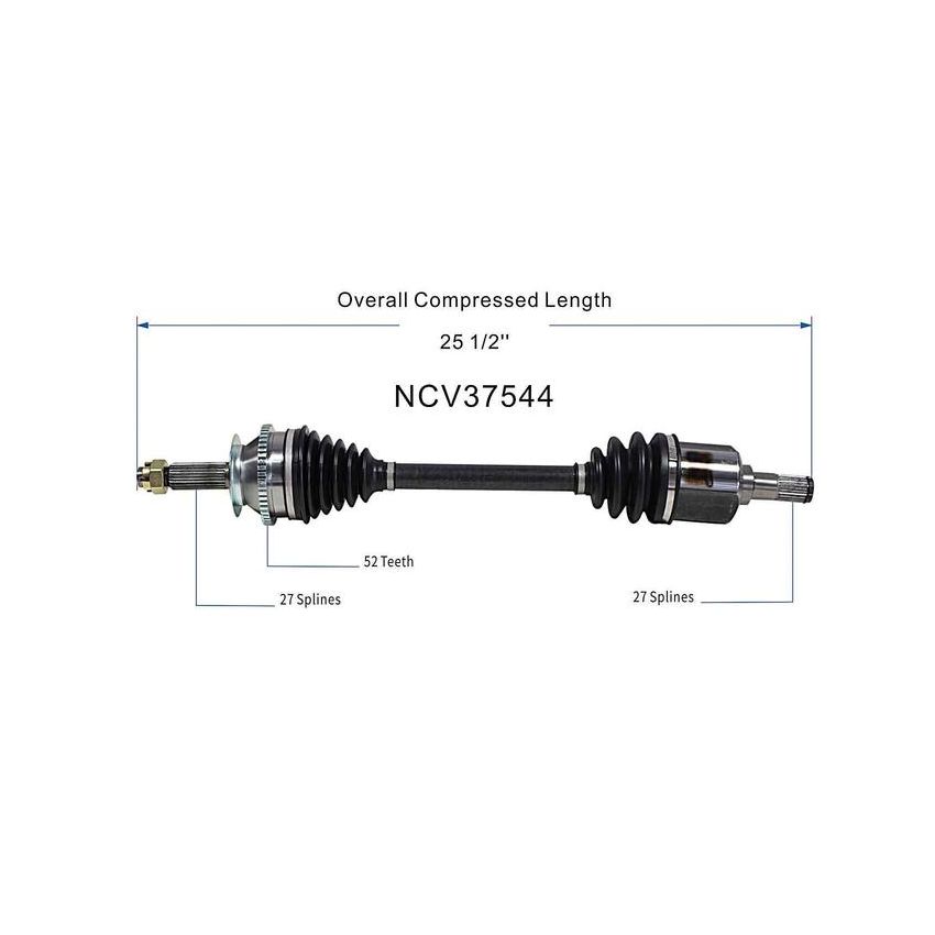 GSP NCV37544 01-06 Hyundai Santa Fe (2.4, 2.7, 3.5 - 4WD/FWD) CV Axle Assembly  - Front Left