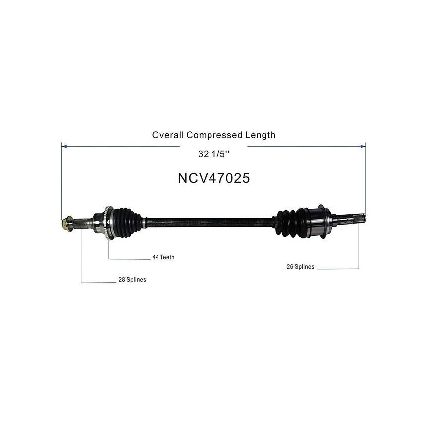 GSP NCV47025 Mazda (2.3) CV Axle Assembly  - Rear Left