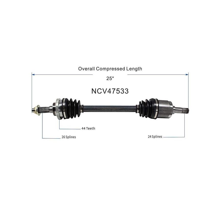 GSP NCV47533 Kia, Mazda (1.6, 1.8) CV Axle Assembly  - Front Left