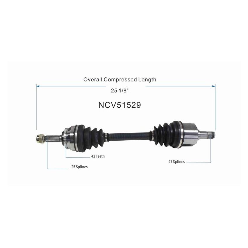 GSP NCV51529 Chrysler, Dodge, Mitsubishi (3.0) CV Axle Assembly  - Front Left