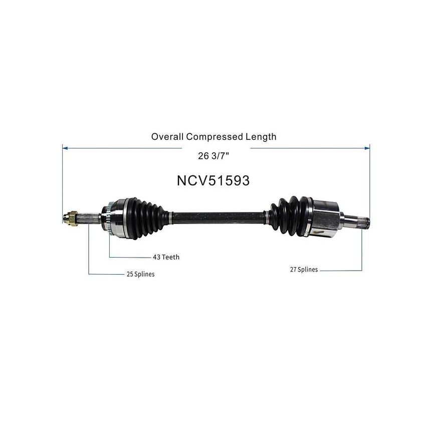 GSP NCV51593 04-09 Mitsubishi Galant CV Axle Assembly  - Front Left