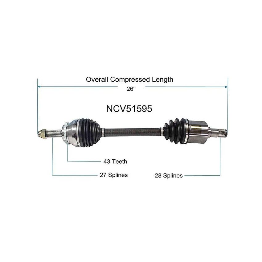 GSP NCV51595 Mitsubishi (3.8) CV Axle Assembly  - Front Left
