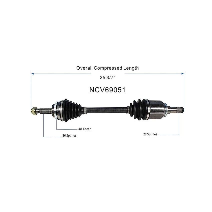 GSP NCV69051 Pontiac, Toyota (1.8 - FWD) CV Axle Assembly  - Front Left