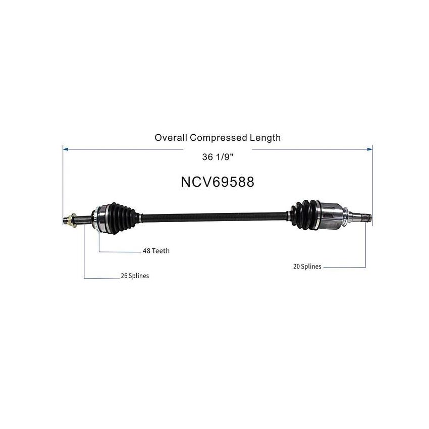 GSP NCV69588 Pontiac, Toyota (1.8 - FWD) CV Axle Assembly  - Front Right