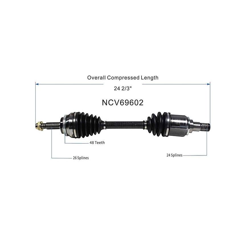 GSP NCV69602 Scion, Toyota (2.0, 2.4 - FWD) CV Axle Assembly  - Front Left