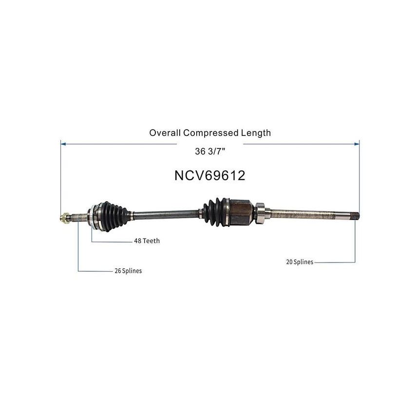 GSP NCV69612 03-06 Toyota Matrix (AWD) CV Axle Assembly  - Front Right