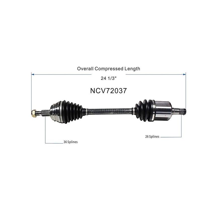 GSP NCV72037 03-05 Volkswagen Beetle GLS (1.8, 2.0) CV Axle Assembly  - Front Left