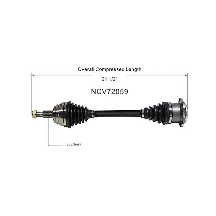GSP NCV72059 Volkswagen (1.8, 2.0, 2.8) CV Axle Assembly  - Front Left