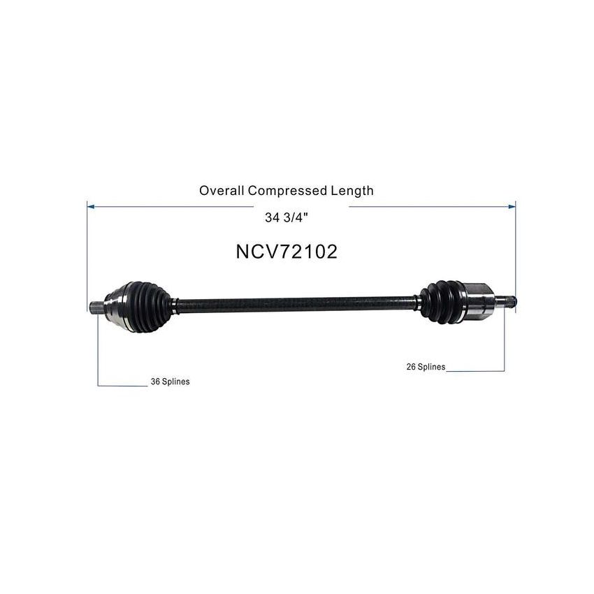 GSP NCV72102 Volkswagen (1.4, 1.8, 2.0, 2.5 - FWD) CV Axle Assembly  - Front Right
