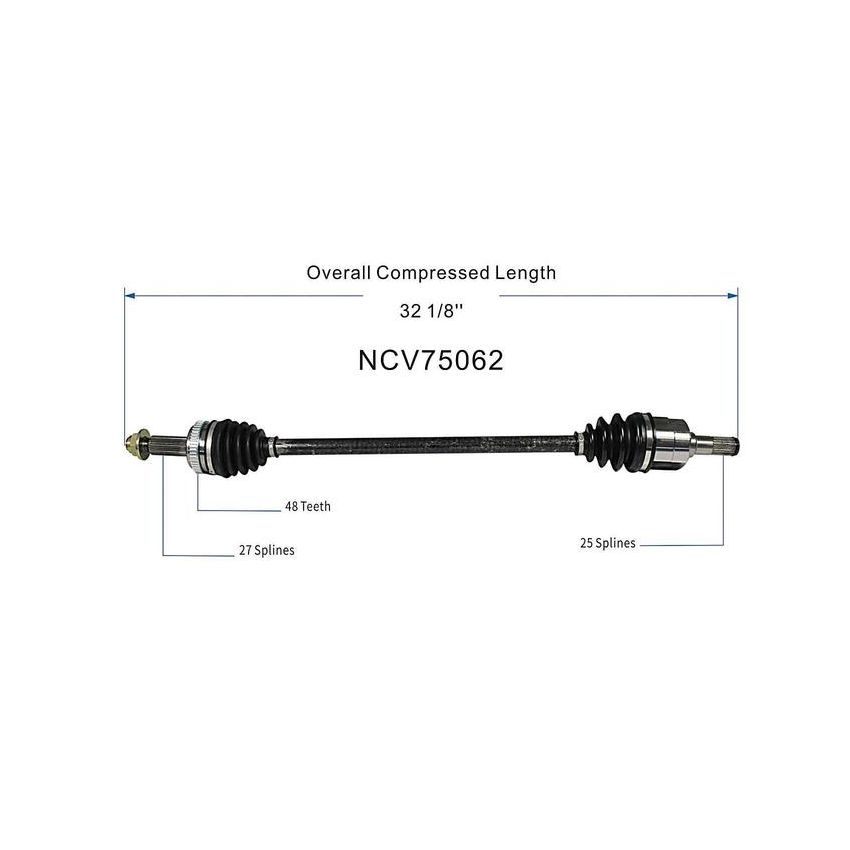 GSP NCV75062 Hyundai, Kia CV Axle Assembly  - Rear Right