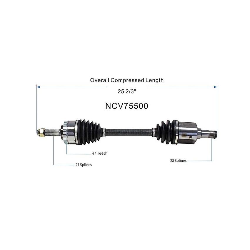 GSP NCV75500 04-06 Kia Amanti CV Axle Assembly  - Front Left