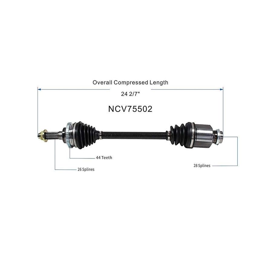 GSP NCV75502 95-97 Kia Sephia (1.8) CV Axle Assembly  - Front Right