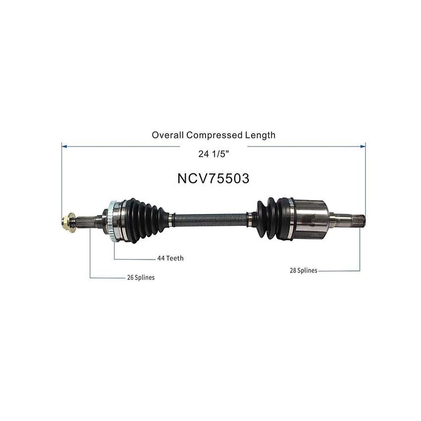 GSP NCV75503 Kia CV Axle Assembly  - Front Left