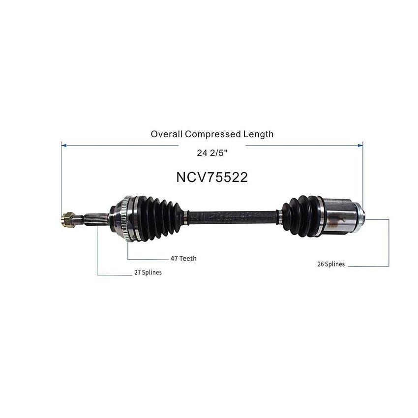 GSP NCV75522 Hyundai, Kia (2.5, 2.7) CV Axle Assembly  - Front Right