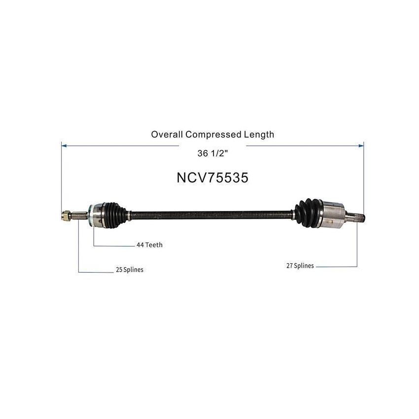 GSP NCV75535 Kia CV Axle Assembly  - Front Right