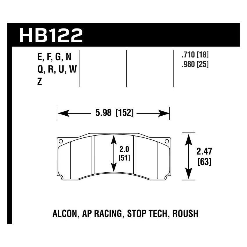 Hawk Performance HB122U.710 DTC-70 Disc Brake Pad