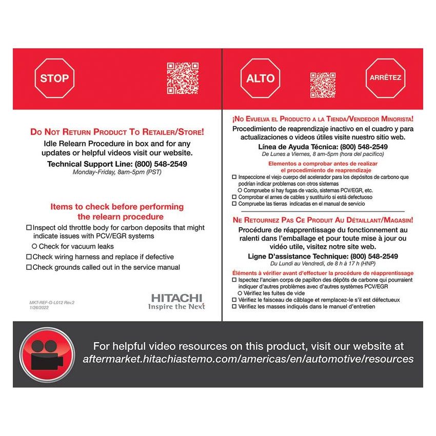 HITACHI ETB0090 Hitachi Electronic Throttle Body - NEW