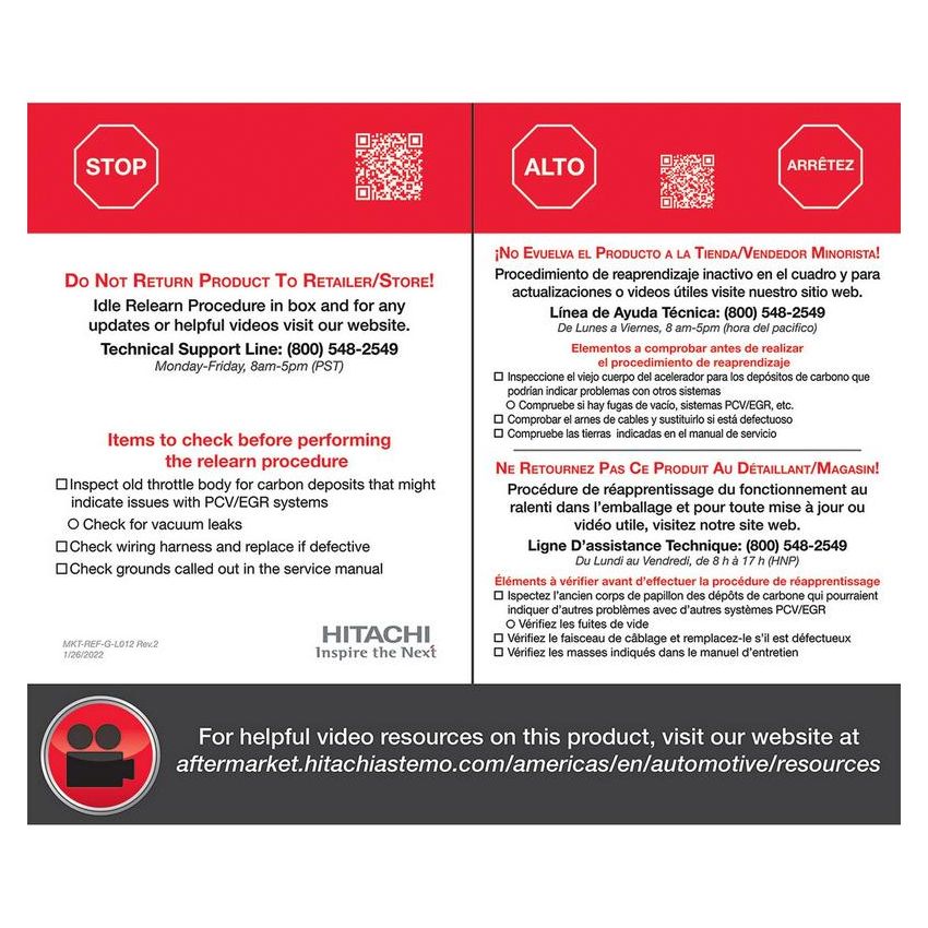 HITACHI ETB0096 Hitachi Electronic Throttle Body - NEW