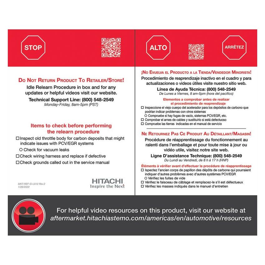 HITACHI ETB0103 Hitachi Electronic Throttle Body - NEW