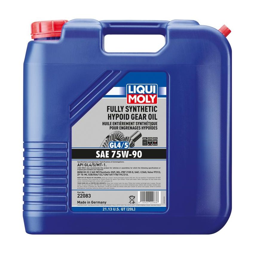 LIQUI MOLY 22083 Fully Synthetic Hypoid Gear Oil (GL4/5) SAE 75W-90