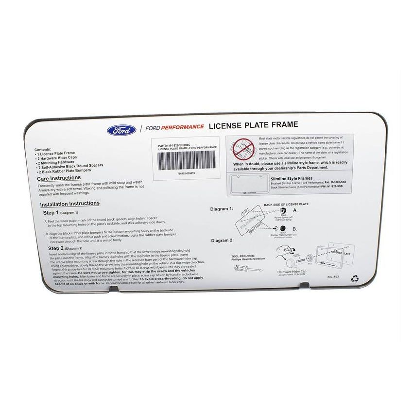 Ford Racing M-1828-SS304C Ford Performance License Plate Frame-Brushed Stainless Steel