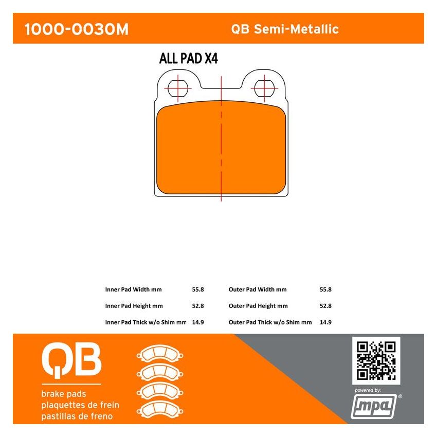 MPA 1000-0030M QB Semi-Metallic Brake Pads