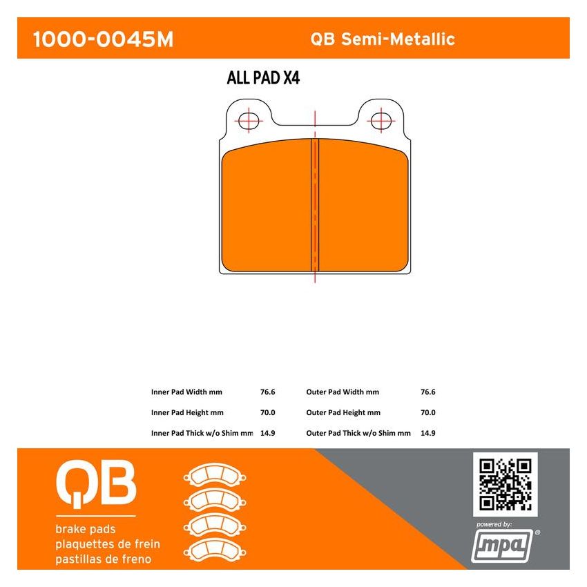MPA 1000-0045M QB Semi-Metallic Brake Pads