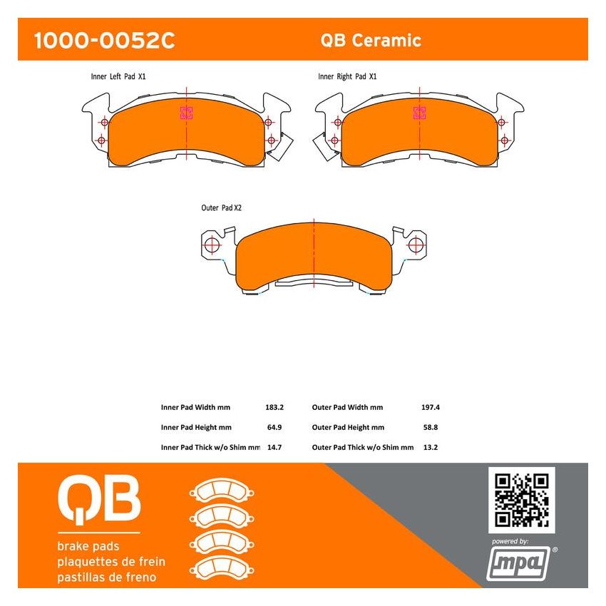 MPA 1000-0052C QB Ceramic Brake Pads