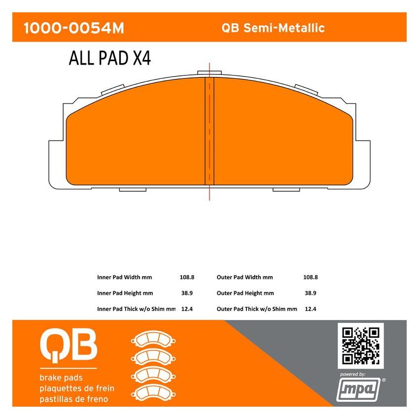 MPA 1000-0054M QB Semi-Metallic Brake Pads