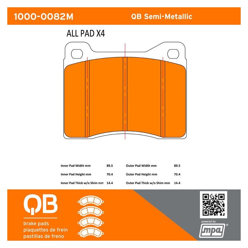 MPA 1000-0082M QB Semi-Metallic Brake Pads