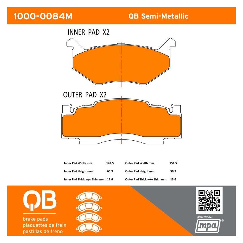 MPA 1000-0084M QB Semi-Metallic Brake Pads