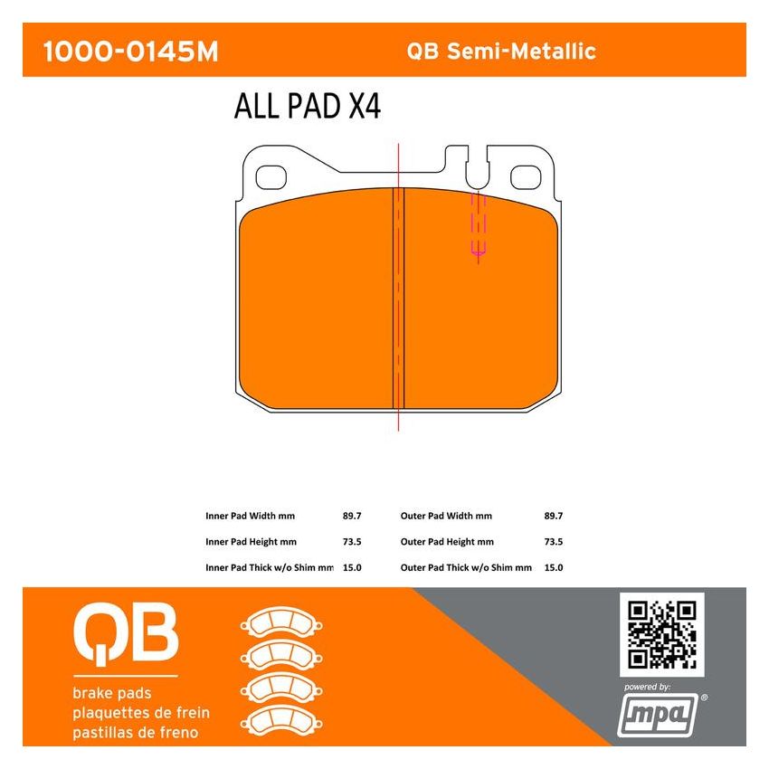 MPA 1000-0145M QB Semi-Metallic Brake Pads