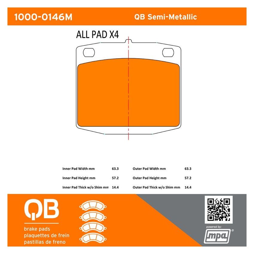MPA 1000-0146M QB Semi-Metallic Brake Pads