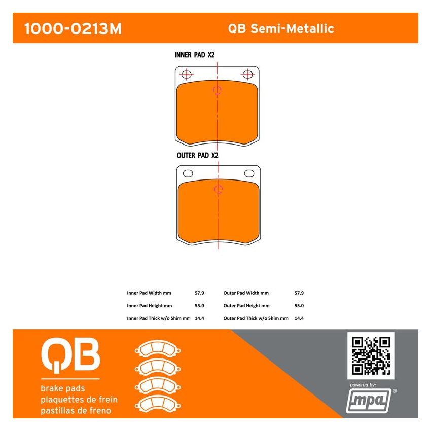 MPA 1000-0213M QB Semi-Metallic Brake Pads
