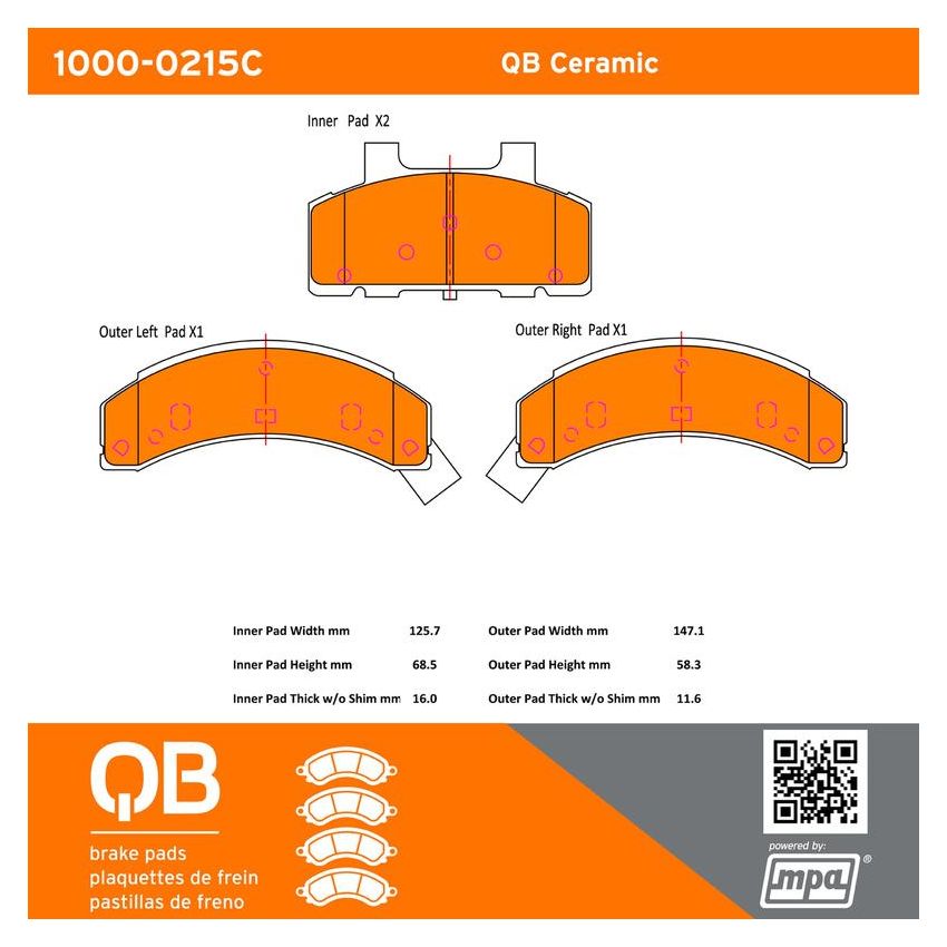 MPA 1000-0215C QB Ceramic Brake Pads