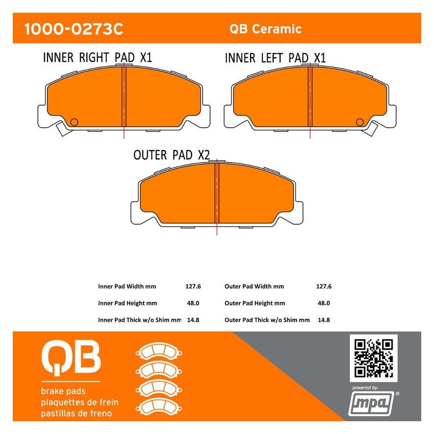 MPA 1000-0273C QB Ceramic Brake Pads
