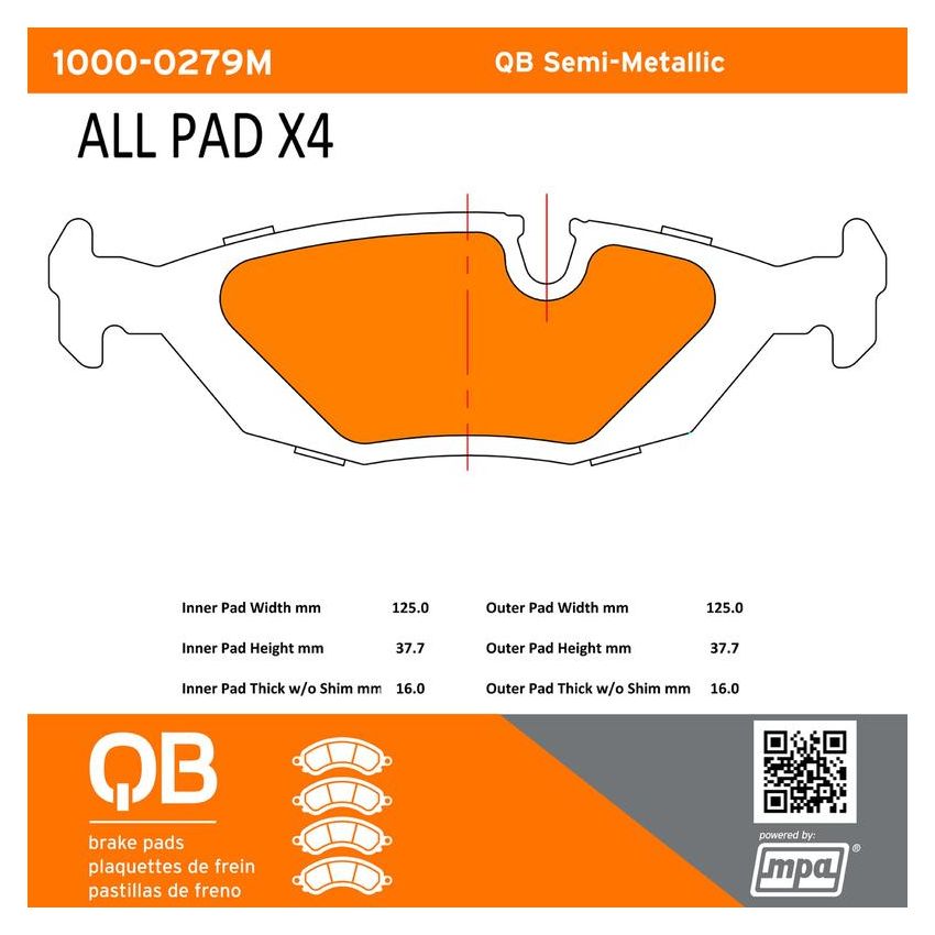 MPA 1000-0279M QB Semi-Metallic Brake Pads